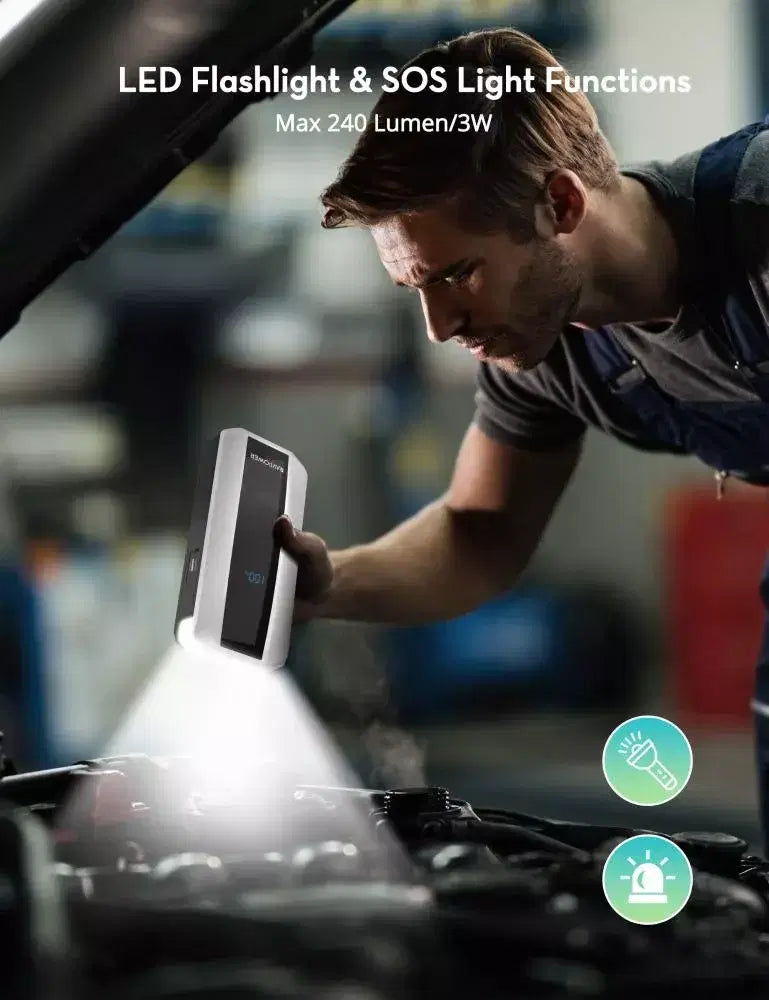 RAVPower 11000mAh (40.7Wh) Jump Starter white with black