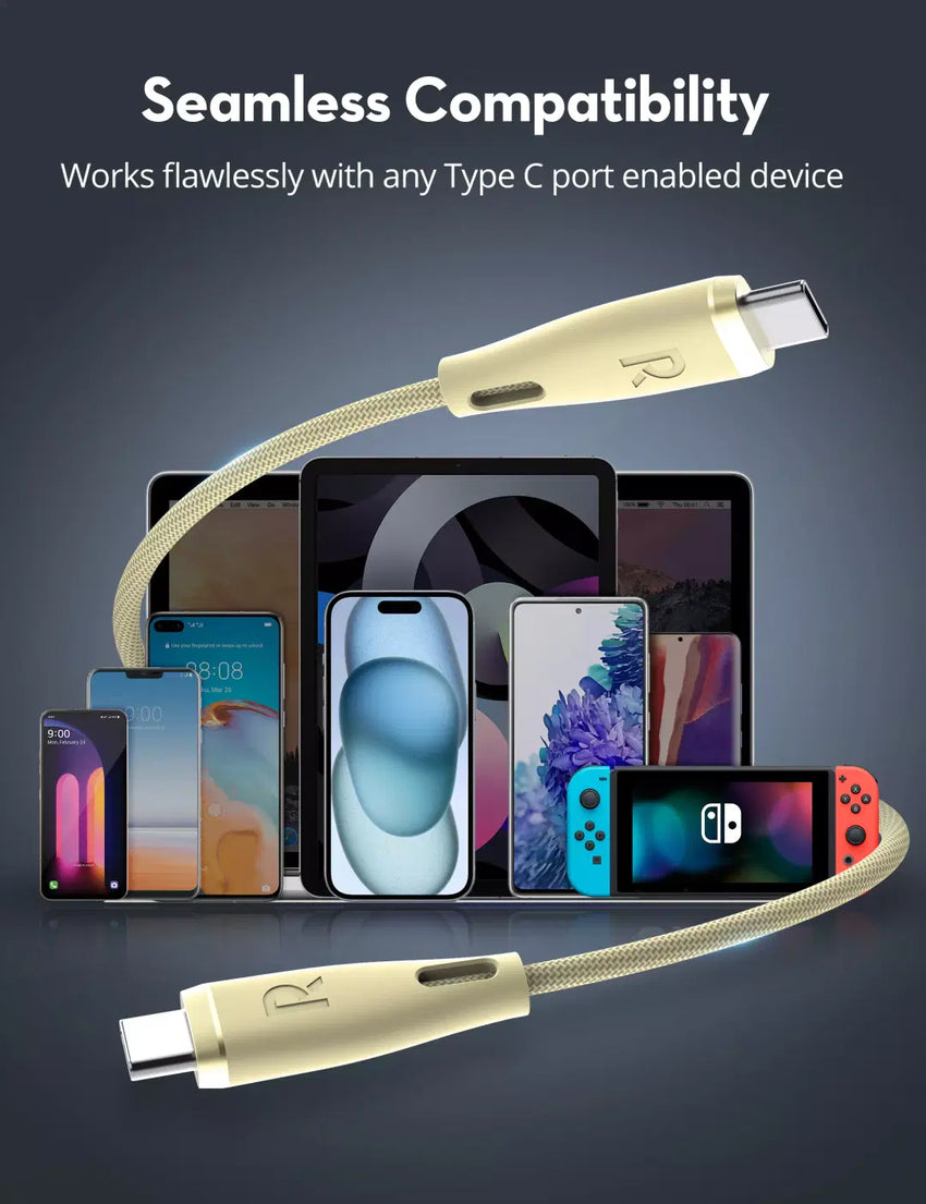 RAVPower RP-CB1037 60W C-C 1.2M USB2.0 3A Cable yellow