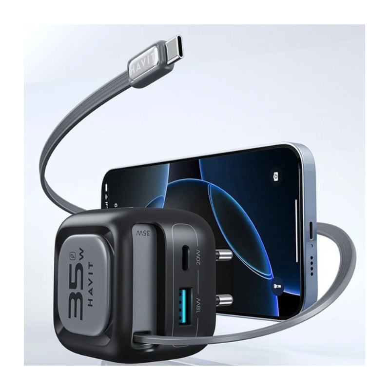 Havit UC250 A-UK Wall cgarger 35W +USB-C Cable BLK\GRY