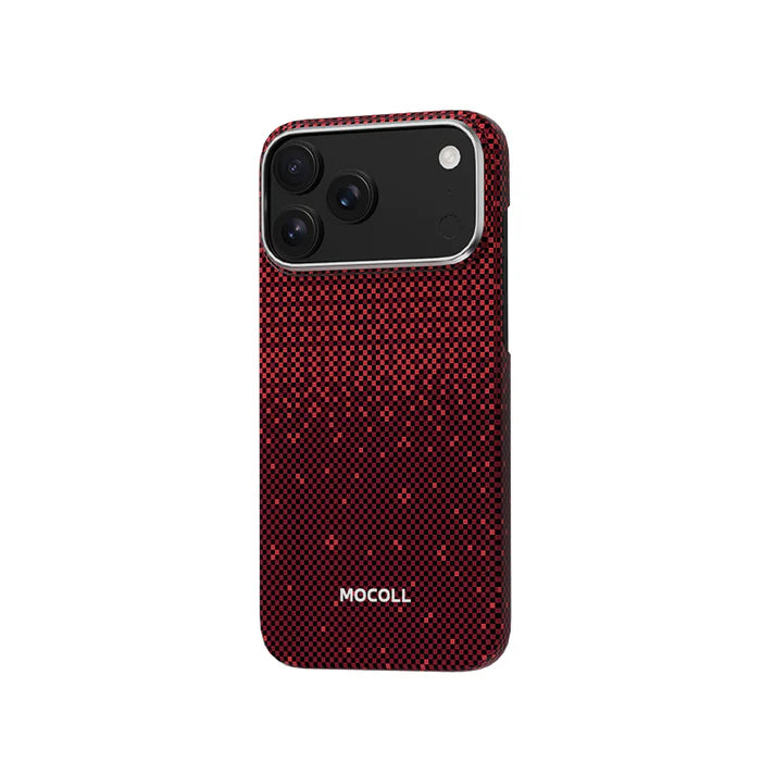 Mocoll iPhone 17 Pro Max: Kevlar Magnetic Case with Floral Cascade Design - Red