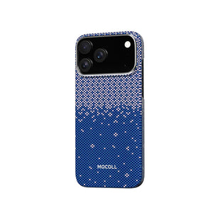Mocoll iPhone 17 Pro: Kevlar Magnetic Case with Floral Cascade Design - Blue