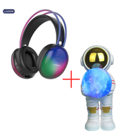 Leedor High Bass RGB Wireless Over-Ear Headphones + Astronaut Bluetooth Speaker Bundle