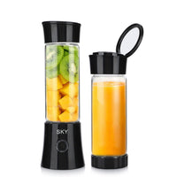 Skykey 480 Ml USB Rechargeable Juicer Bottle With 6 Blades Stainless Steel Glass White 2000 mAh Battery Black Edition - ZDK-C8 Black