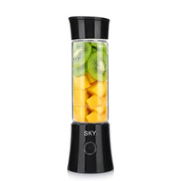 Skykey 480 Ml USB Rechargeable Juicer Bottle With 6 Blades Stainless Steel Glass White 2000 mAh Battery Black Edition - ZDK-C8 Black
