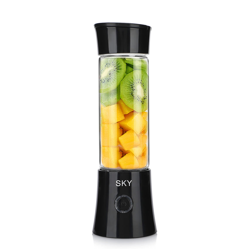 Skykey 480 Ml USB Rechargeable Juicer Bottle With 6 Blades Stainless Steel Glass White 2000 mAh Battery Black Edition - ZDK-C8 Black