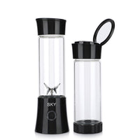 Skykey 480 Ml USB Rechargeable Juicer Bottle With 6 Blades Stainless Steel Glass White 2000 mAh Battery Black Edition - ZDK-C8 Black