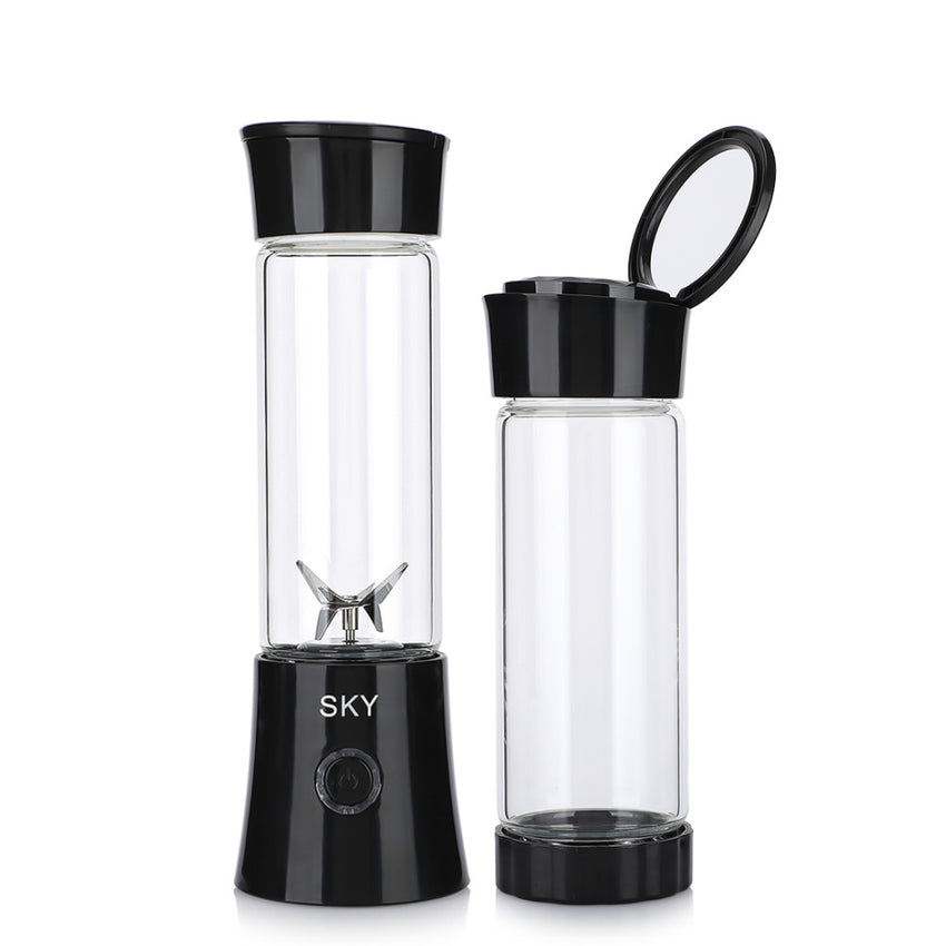 Skykey 480 Ml USB Rechargeable Juicer Bottle With 6 Blades Stainless Steel Glass White 2000 mAh Battery Black Edition - ZDK-C8 Black