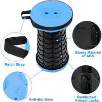 Skykey Adjustable Height Folding Telescopic Chair 400 Lbs Load Collapsible Camping Stool Blue - FOLDCHAIR101-BL