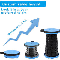 Skykey Adjustable Height Folding Telescopic Chair 400 Lbs Load Collapsible Camping Stool Blue - FOLDCHAIR101-BL