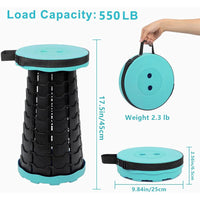 Skykey Adjustable Height Folding Telescopic Chair 400 Lbs Load Collapsible Camping Stool Green - FOLDCHAIR101-GN