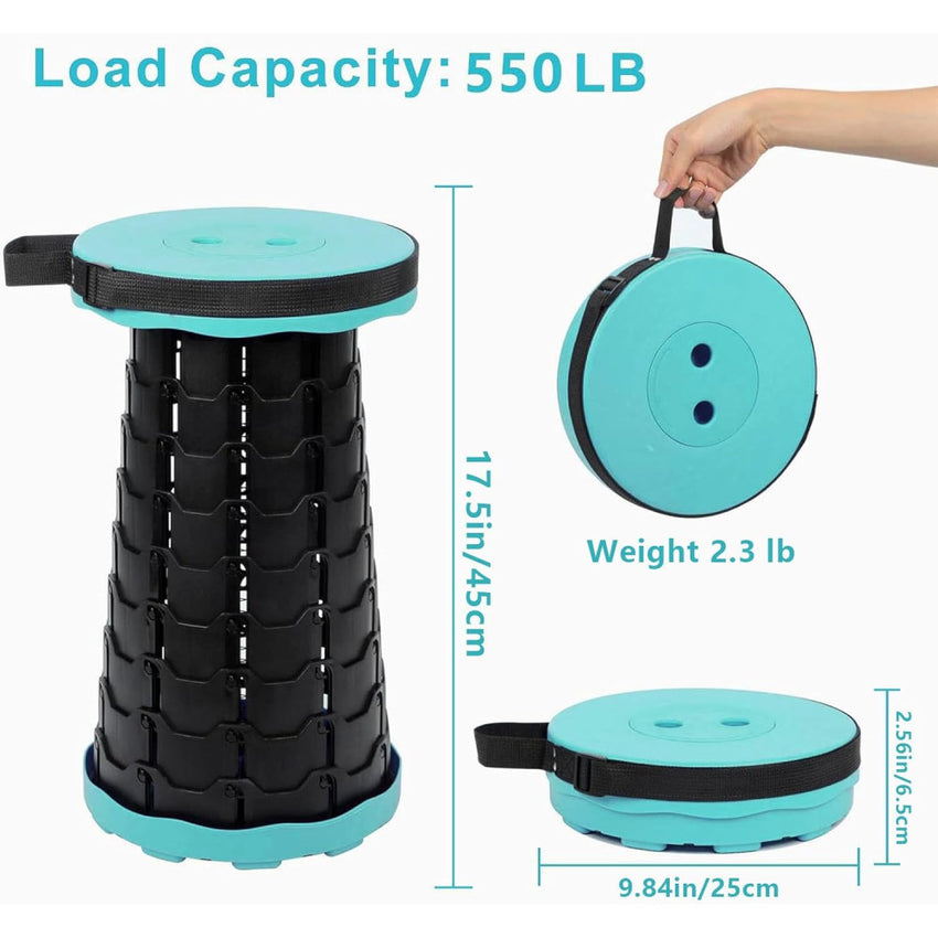 Skykey Adjustable Height Folding Telescopic Chair 400 Lbs Load Collapsible Camping Stool Green - FOLDCHAIR101-GN