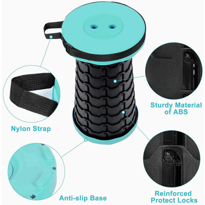 Skykey Adjustable Height Folding Telescopic Chair 400 Lbs Load Collapsible Camping Stool Green - FOLDCHAIR101-GN