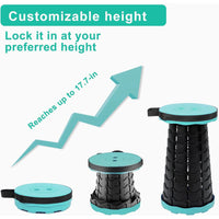Skykey Adjustable Height Folding Telescopic Chair 400 Lbs Load Collapsible Camping Stool Green - FOLDCHAIR101-GN
