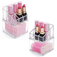 Skykey Clear Makeup Storage Organizer 9-Grid Lipstick Holder Nail Polish Rack PS Material - QY-2711