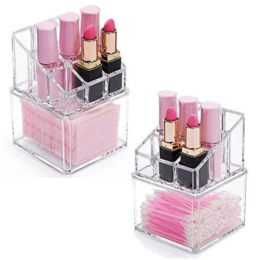 Skykey Clear Makeup Storage Organizer 9-Grid Lipstick Holder Nail Polish Rack PS Material - QY-2711