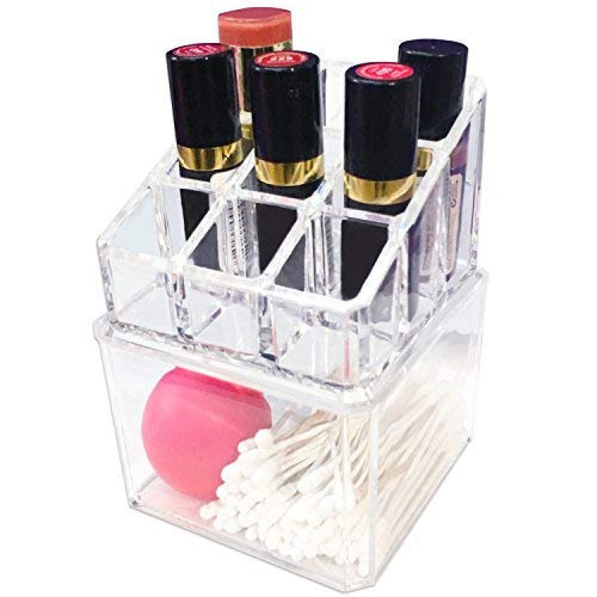 Skykey Clear Makeup Storage Organizer 9-Grid Lipstick Holder Nail Polish Rack PS Material - QY-2711
