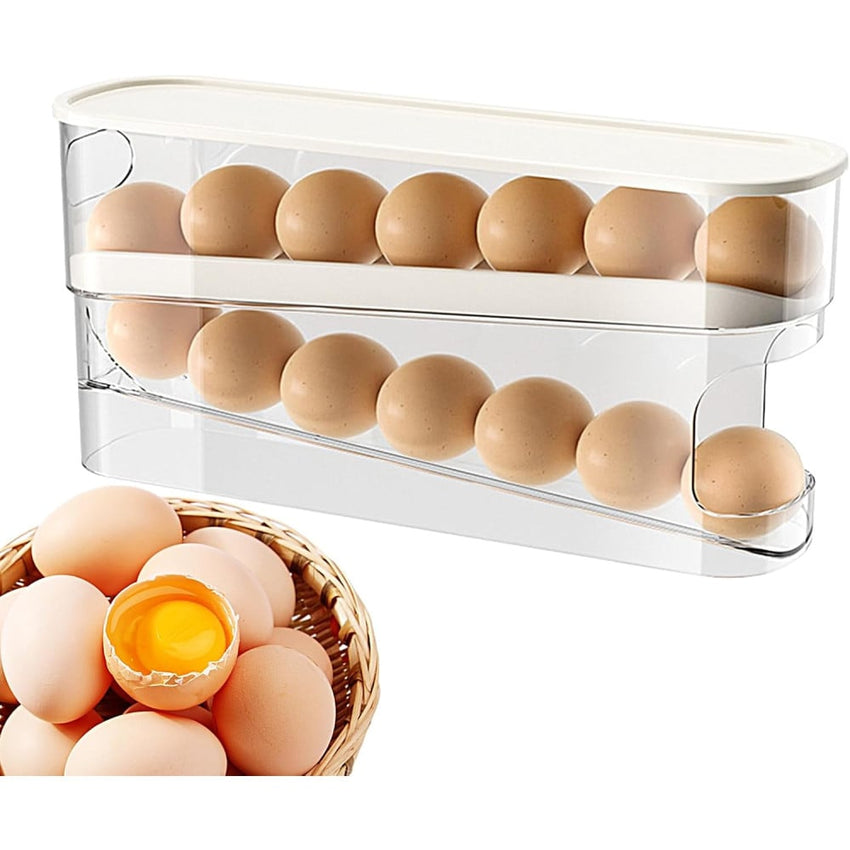Skykey Egg Storage Box Automatic Rolling Rack 2-Layer 12-Egg Capacity Transparent Design - EGGBOX102