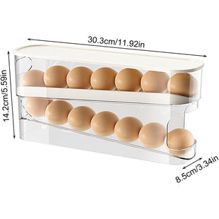 Skykey Egg Storage Box Automatic Rolling Rack 2-Layer 12-Egg Capacity Transparent Design - EGGBOX102