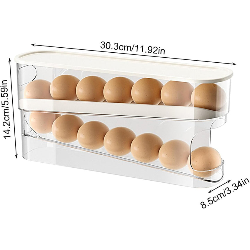 Skykey Egg Storage Box Automatic Rolling Rack 2-Layer 12-Egg Capacity Transparent Design - EGGBOX102