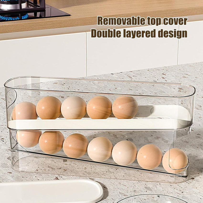Skykey Egg Storage Box Automatic Rolling Rack 2-Layer 12-Egg Capacity Transparent Design - EGGBOX102