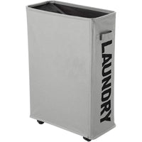 Skykey Foldable Rolling Laundry Basket Light Grey Waterproof Sorter On Wheels Tall Dirty Clothes Hamper - Laundry Basket One-Grid-Light Grey