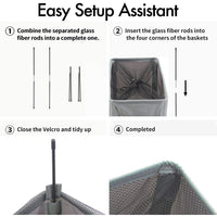 Skykey Foldable Rolling Laundry Basket Light Grey Waterproof Sorter On Wheels Tall Dirty Clothes Hamper - Laundry Basket One-Grid-Light Grey