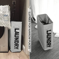 Skykey Foldable Rolling Laundry Basket Light Grey Waterproof Sorter On Wheels Tall Dirty Clothes Hamper - Laundry Basket One-Grid-Light Grey