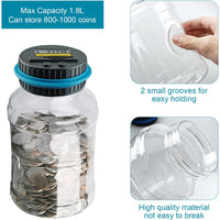 Skykey Large Digital Piggy Bank 1.8 L Coin Counter Money Jar With LCD Display For All Kuwait Coins - DCOINC101
