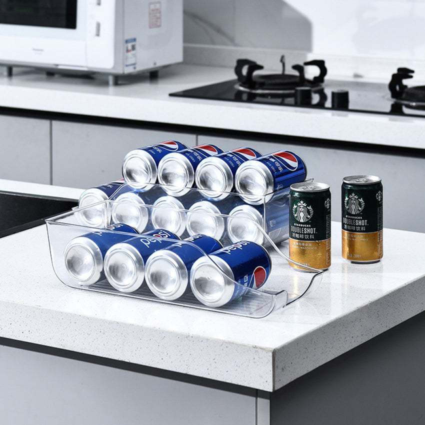 Skykey Organizer Box For Drink Cans Clear Plastic Refrigerator Storage 2 Pack Fits 10 Cans - QY-1690