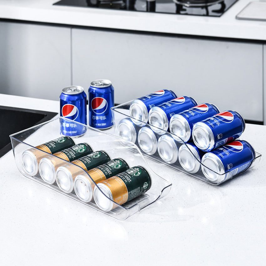 Skykey Organizer Box For Drink Cans Clear Plastic Refrigerator Storage 2 Pack Fits 10 Cans - QY-1690