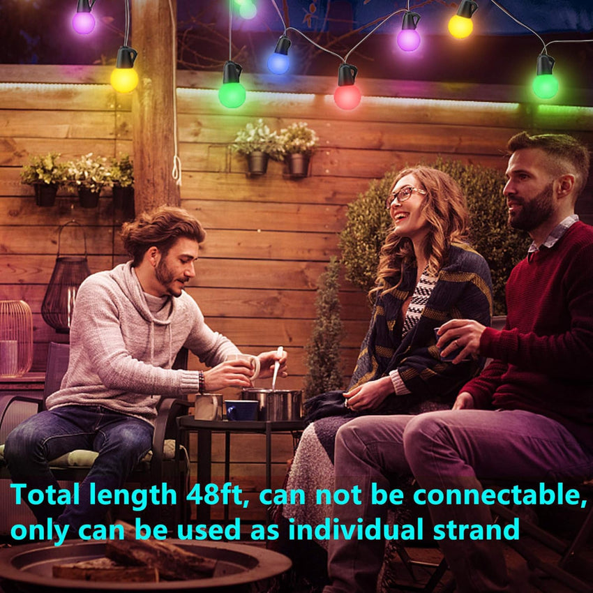 Skykey Outdoor Light String Waterproof 15 Meters With 15 Bulbs Bluetooth Remote Control Version UK Plug - M110