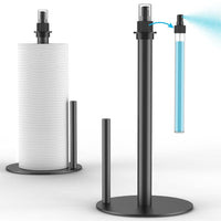 Skykey Paper Towel Holder With Spray Bottle Center 2-in-1 Tension Arm Non-Slip Weighted Base Countertop Black For Kitchen and Bathroom - PTH-2-1 Black