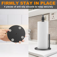 Skykey Paper Towel Holder With Spray Bottle Center 2-in-1 Tension Arm Non-Slip Weighted Base Countertop Black For Kitchen and Bathroom - PTH-2-1 Black