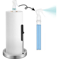 Skykey Paper Towel Holder With Spray Bottle Center 2-in-1 Tension Arm Non-Slip Weighted Base Countertop Stainless Steel For Kitchen and Bathroom - PTH-2-1 Stainless Steel