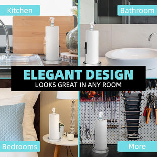 Skykey Paper Towel Holder With Spray Bottle Center 2-in-1 Tension Arm Non-Slip Weighted Base Countertop Stainless Steel For Kitchen and Bathroom - PTH-2-1 Stainless Steel