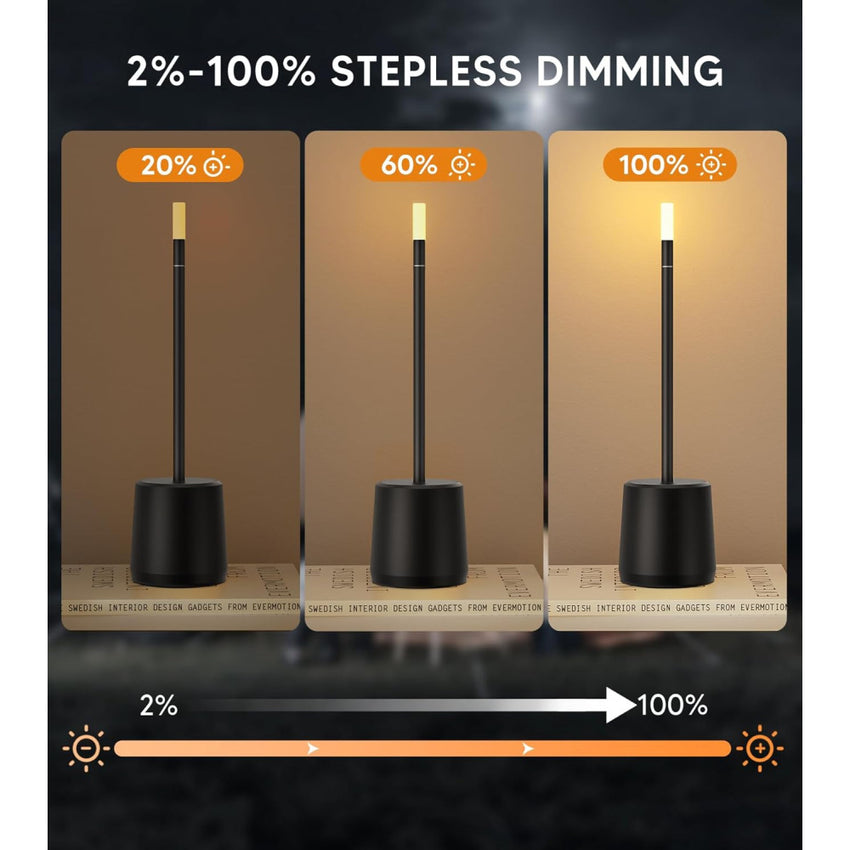 Skykey Touch Sensor Bar Table Lamp Rechargeable Modern LED Light Black - Modern LED Light Black