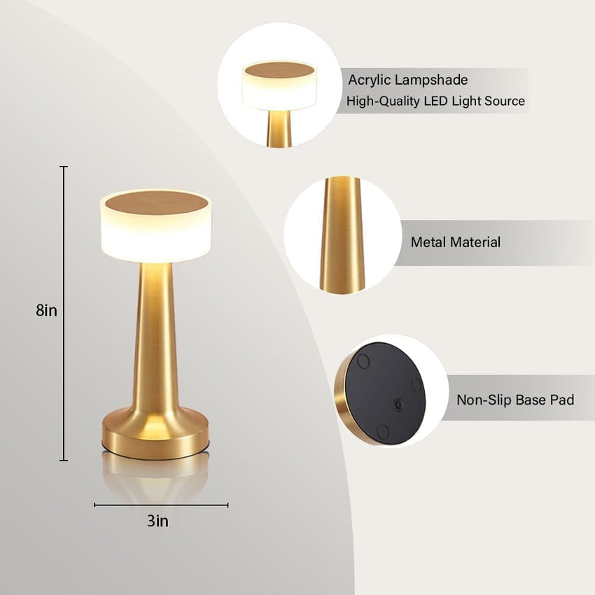 Skykey Touch Sensor Bar Table Lamp Rechargeable Restaurant LED Light Gold Modern Design - Restaurant LED Gold