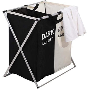 Skykey Two-Grid Laundry Basket Large Capacity Foldable Clothes Organizer Double Section - Laundry Basket Two-Grid