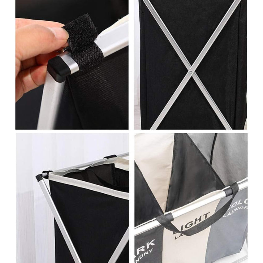Skykey Two-Grid Laundry Basket Large Capacity Foldable Clothes Organizer Double Section - Laundry Basket Two-Grid