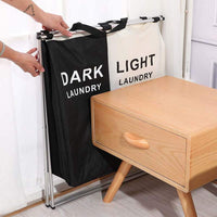 Skykey Two-Grid Laundry Basket Large Capacity Foldable Clothes Organizer Double Section - Laundry Basket Two-Grid