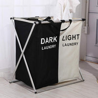 Skykey Two-Grid Laundry Basket Large Capacity Foldable Clothes Organizer Double Section - Laundry Basket Two-Grid