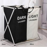 Skykey Two-Grid Laundry Basket Large Capacity Foldable Clothes Organizer Double Section - Laundry Basket Two-Grid