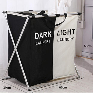 Skykey Two-Grid Laundry Basket Large Capacity Foldable Clothes Organizer Double Section - Laundry Basket Two-Grid