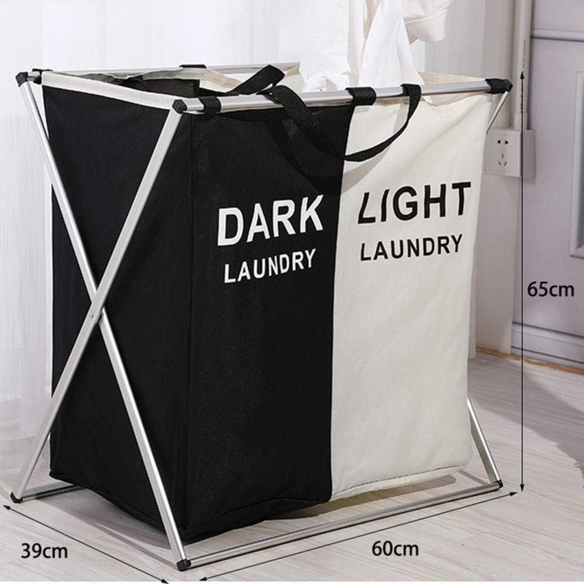 Skykey Two-Grid Laundry Basket Large Capacity Foldable Clothes Organizer Double Section - Laundry Basket Two-Grid