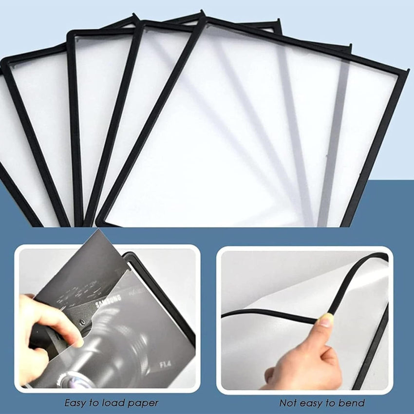 Skykey Wall Mount Reference Organizer Catalog Display Rack 10 Double-Sided A4 Panels Desktop Menu Black Frame - Wall A4-BK