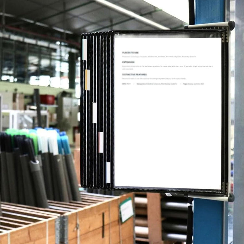 Skykey Wall Mount Reference Organizer Catalog Display Rack 10 Double-Sided A4 Panels Desktop Menu Black Frame - Wall A4-BK