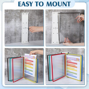 Skykey Wall Mount Reference Organizer Catalog Display Rack 10 Double-Sided A4 Panels Desktop Menu Color Frame - Wall A4-Color
