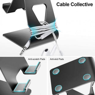 Topgo Desk Phone Stand DB1 Adjustable Height Aluminum Desktop Holder Stable Base Design - X002I2Q1XT