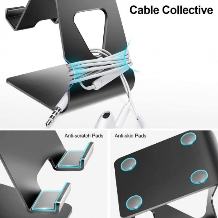 Topgo Desk Phone Stand DB1 Adjustable Height Aluminum Desktop Holder Stable Base Design - X002I2Q1XT