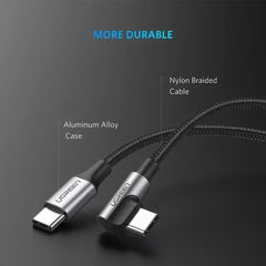 UGREEN USB 2.0 C M/M Round Cable Nickel Plating Aluminum Shell 2m (Gray Black)US261 100w US261